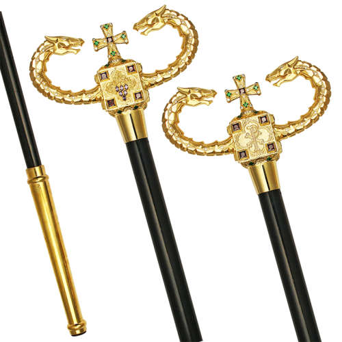 2.7.0664лп Жезл латунный со вставками в позолоте фото 2 2.7.0664лп Жезл латунный со вставками в позолоте фото 2