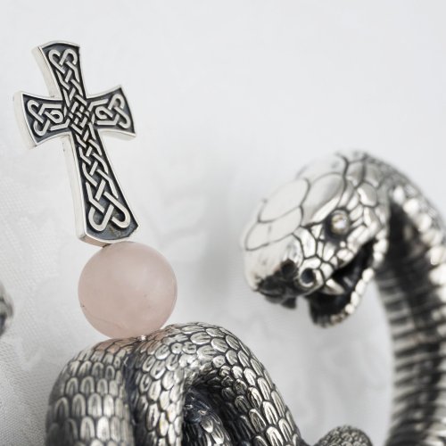 2.7.2443лнрч Жезл латунный в серебрении с натуральными камнями фото 5