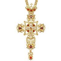 2.10.0094лп-2/1лп Крест наперсный латунный со вставками и цепью