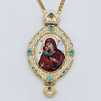 2.7.0832лф-2/1лп Панагия латунная в позолоте с накладками и цепью