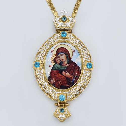 2.7.0832лф-2/1лп Панагия латунная в позолоте с накладками и цепью 2.7.0832лф-2/1лп Панагия латунная в позолоте с накладками и цепью