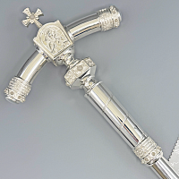 2.7.1682л-4 Жезл латунный с белыми камнями в серебрении