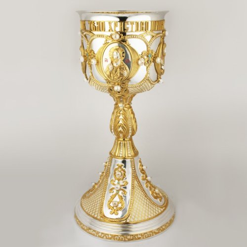 2.7.1127клфэ Потир комбинированный 1,5 л. с фраг. позолотой и эмалью