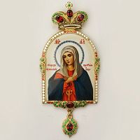 2.7.0691лп-2/73лп Панагия латунная в позолоте со вставками и цепью