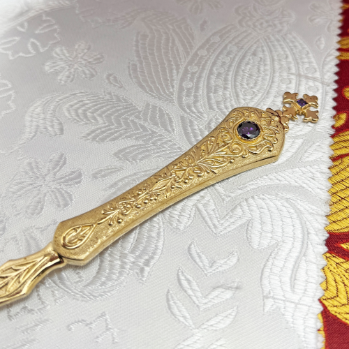 2.7.0783лп Лжица латунная в позолоте со вставками фото 4