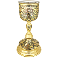2.7.1122клфр Потир комбинированный 1,0 л. в позолоте с родированием (крупный орнамент)