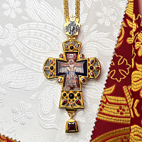 2.10.0492лпр-2/1лп Наперсный крест в позолоте с эмалью