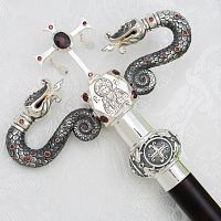 2.7.2478лнр Жезл латунный с натуральными камнями в серебрении