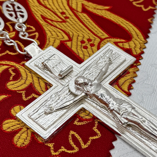 2.10.0175л/69л Крест латунный в серебрении фото 3
