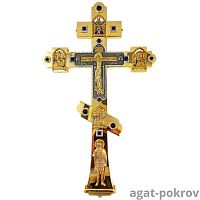 2.7.1690лпрэ Крест напрестольный в позолоте, с оксидированием, с эмалью