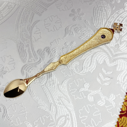 2.7.0783лп Лжица латунная в позолоте со вставками фото 3