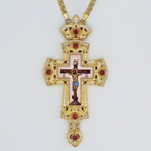 2.10.0359лп-2/1лп Крест латунный в позолоте с цепью