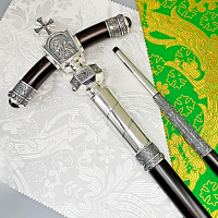 2.7.1682лр Жезл архиерейский латунный с фиолетовыми камнями в серебрении