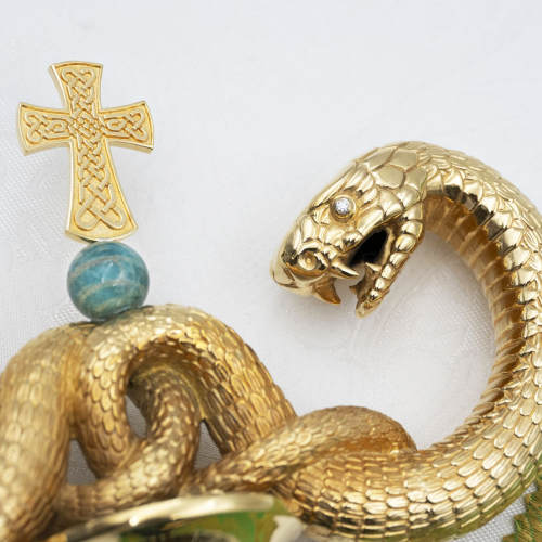 2.7.2443лнпч Жезл латунный в позолоте с натуральными камнями фото 6 2.7.2443лнпч Жезл латунный в позолоте с натуральными камнями фото 6