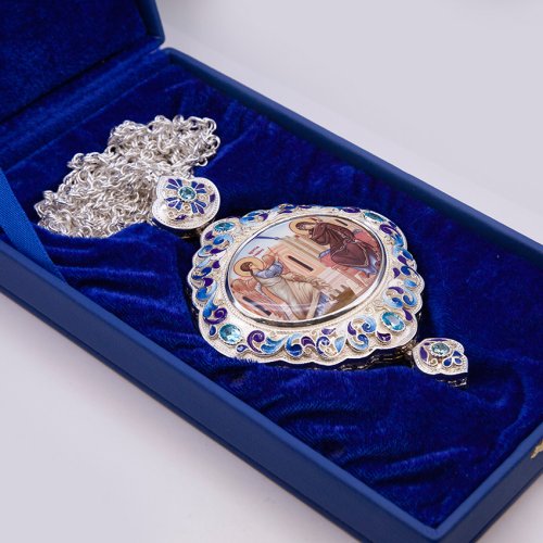 2.7.1481лэ-2/1л Панагия латунная с эмалью фото 3