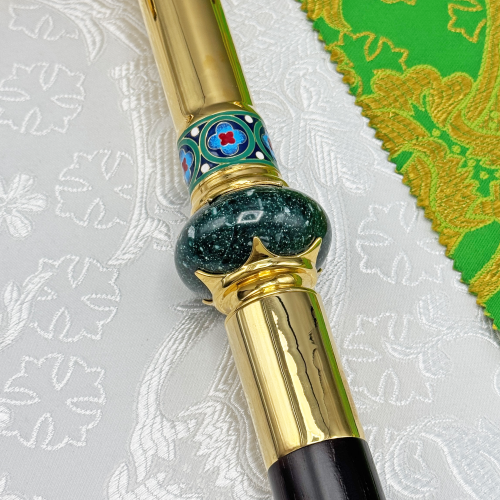 2.7.2182лнпчэ Посох латунный в позолоте с натуральными камнями фото 5