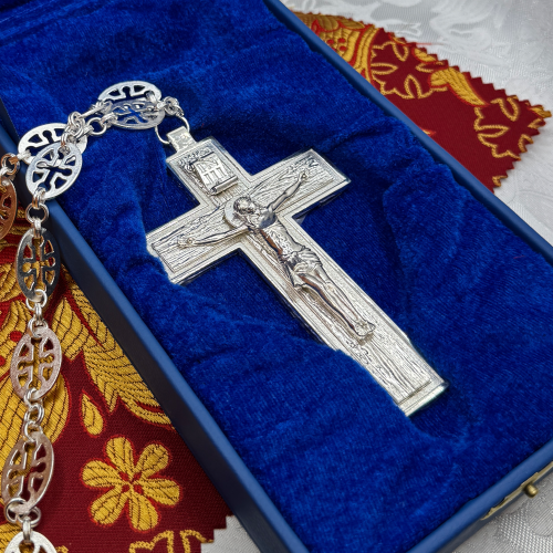 2.10.0175л/69л Крест латунный в серебрении фото 6