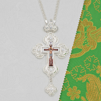 2.10.0225л-2/1л Крест наперсный латунный с белыми камнями в серебрении