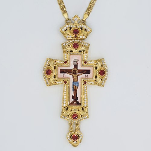 2.10.0359лп-2/1лп Крест латунный в позолоте с цепью фото 2