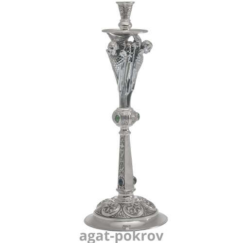 2.7.1717лнр Подсвечник напрестольный в серебрении с патинированием 2.7.1717лнр Подсвечник напрестольный в серебрении с патинированием