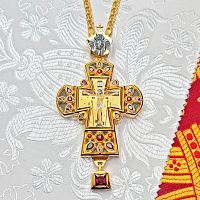 2.10.0492лпр-28/1лп Наперсный крест в позолоте с эмалью