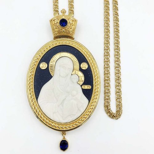 2.7.1287лпч-12/1лп Панагия латунная в позолоте с акриловым образом и цепью арт.2.7.0201лп 2.7.1287лпч-12/1лп Панагия латунная в позолоте с акриловым образом и цепью арт.2.7.0201лп