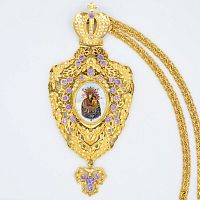 2.7.0078лп-2/1лп Панагия латунная в позолоте с цепью