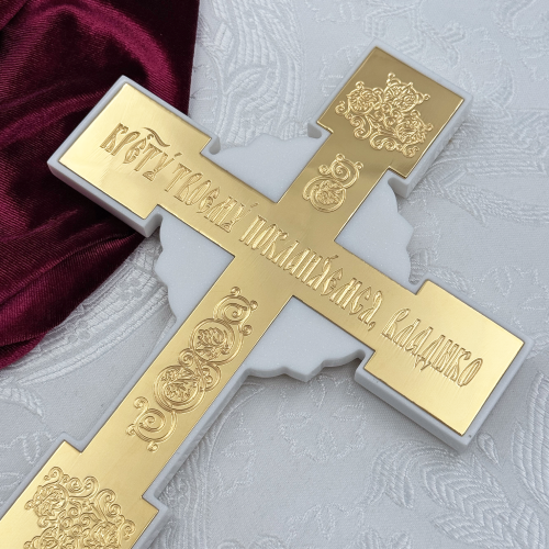 2.7.1272лпч Крест напрестольный латунный в позолоте фото 4