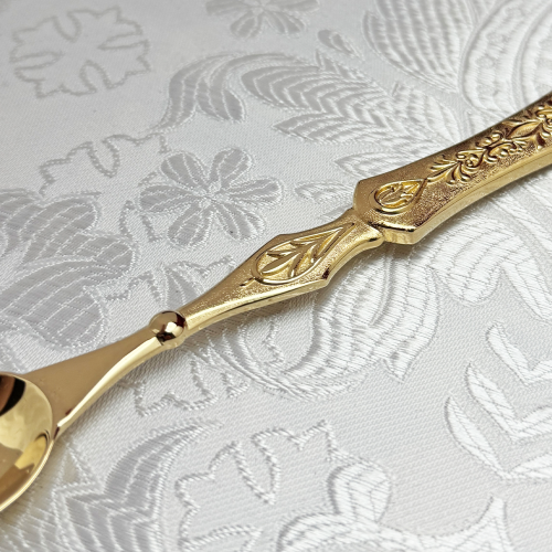 2.7.0783лп Лжица латунная в позолоте со вставками фото 3