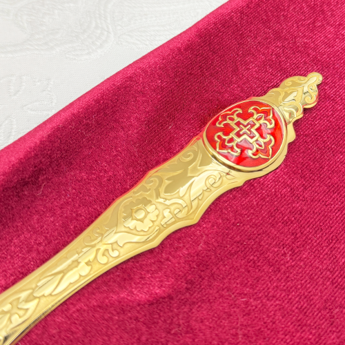 2.7.1094лпэ Лжица латунная в позолоте с эмалью фото 5