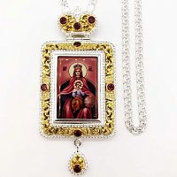 2.7.1079лф-2/1л Панагия латунная с фрагментарой позолотой, и цепью