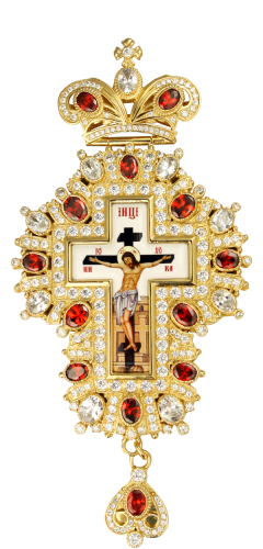 2.10.0216лп-2 Крест латунный в позолоте со вставками