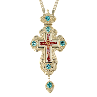 2.10.0214л-1/1л Крест латунный с финифтью и цепью