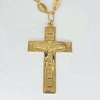 2.10.0166лп/46лп Крест Павловский в позолоте литьевым распятием и цепью