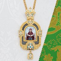2.7.2515лпрэ-2/1лп Панагия латунная с голубыми камнями и эмалью в позолоте