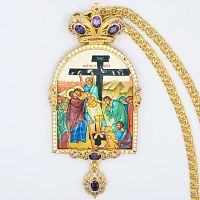 2.7.0691лп-2/1лп Панагия латунная в позолоте со вставками и цепью