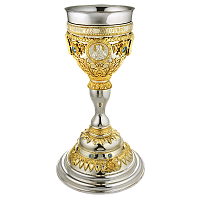 2.7.0396кл Потир комбинированный ёмк. 1,0 л с фрагмент. позолотой и вставками