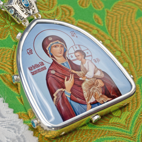 2.7.1895лр-2/1л Панагия архиерейская латунная в серебрении фото 5