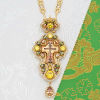 2.10.0499лп-2/35лп Крест наперсный латунный со вставками в позолоте