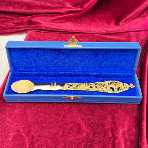 2.7.0712лп Лжица латунная в позолоте со вставками фото 7