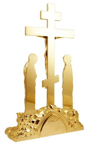 2.7.0686лп Подсвечник латунный в позолоте Голгофа фото 3 2.7.0686лп Подсвечник латунный в позолоте Голгофа фото 3