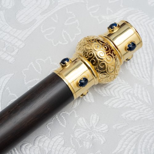 2.7.2398лнпчэ Жезл латунный в позолоте с натуральными камнями фото 2 2.7.2398лнпчэ Жезл латунный в позолоте с натуральными камнями фото 2