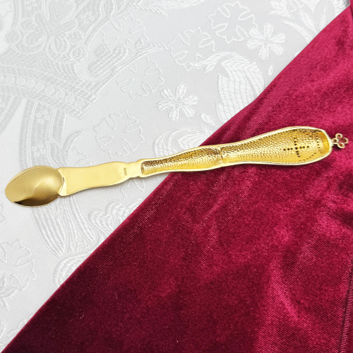 2.7.0698лп Лжица латунная в позолоте со вставками фото 2