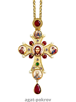2.10.0572лнпэ-2/112лп Крест наперсный с натуральными камнями