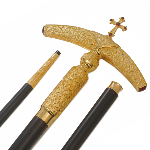 2.7.2665лнп Жезл латунный с натуральными камнями в позолоте фото 11 2.7.2665лнп Жезл латунный с натуральными камнями в позолоте фото 11