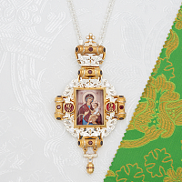 2.7.2483лфэ-2/1л Панагия латунная с красными камнями и эмалью в позолоте