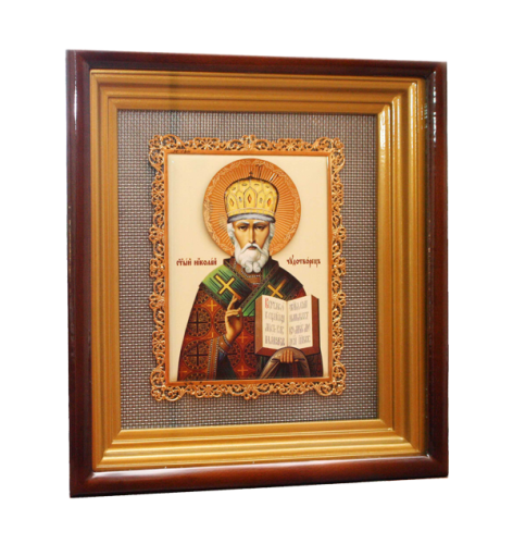 2.14.0163лп-5 Икона настенная латунная - Святитель Николай Чудотворец.