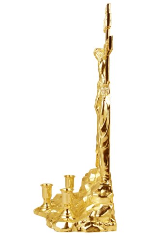 2.7.0686лп Подсвечник латунный в позолоте Голгофа фото 2 2.7.0686лп Подсвечник латунный в позолоте Голгофа фото 2