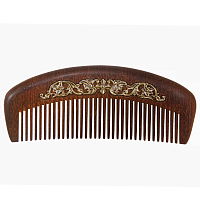 2.13.0417лп Гребень из дерева со вставкой из латуни в позолоте