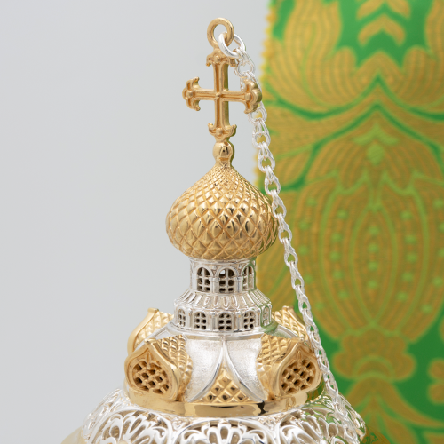 2.7.0888лф Кадило латунное с фрагментарной позолотой фото 3